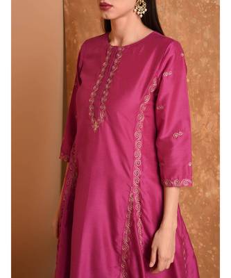 Set of Silk Kurta with Chanderi Palazzo and dupatta 4