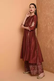 Set of Silk Kurta with Chanderi Palazzo and dupatta