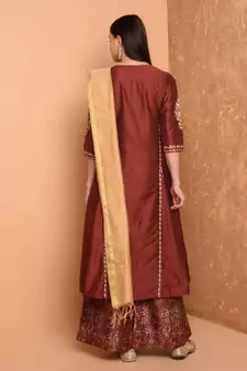Set of Silk Kurta with Chanderi Palazzo and dupatta