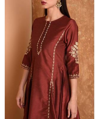 Set of Silk Kurta with Chanderi Palazzo and dupatta 4