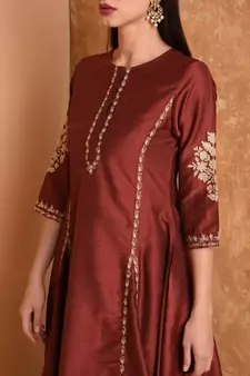 Set of Silk Kurta with Chanderi Palazzo and dupatta
