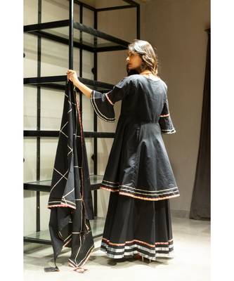Black block print Cotton kurta sets 2