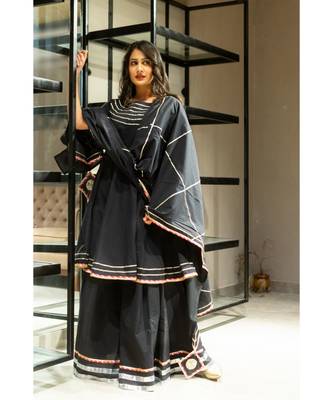 Black block print Cotton kurta sets 3
