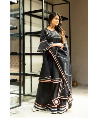 Black block print Cotton kurta sets 1