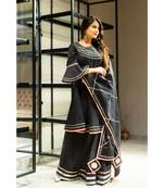 Black block print Cotton kurta sets