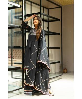 Black block print Cotton kurta sets 4