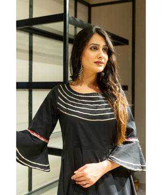 Black block print Cotton kurta sets 5