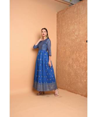 Blue Chanderi Hand Painted Suit Set 2