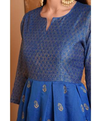 Blue Chanderi Hand Painted Suit Set 3