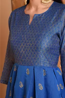 Blue Chanderi Hand Painted Suit Set