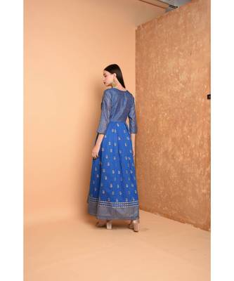 Blue Chanderi Hand Painted Suit Set 5