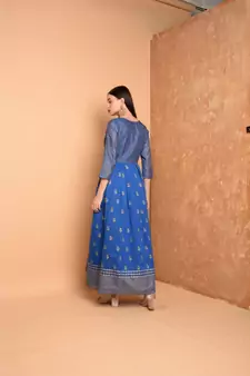 Blue Chanderi Hand Painted Suit Set