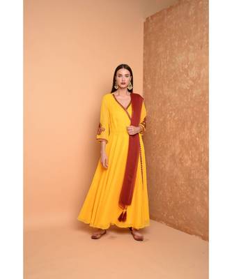 Yellow Georgette Embroidered Suit Set 1