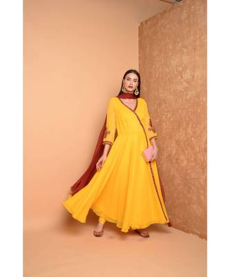 Yellow Georgette Embroidered Suit Set 2
