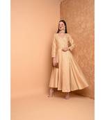 Beige Silk Embroidered Suit Set