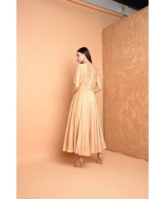 Beige Silk Embroidered Suit Set 2