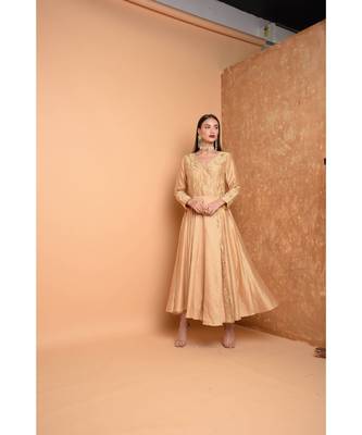 Beige Silk Embroidered Suit Set 3