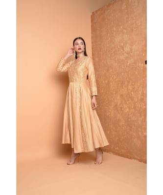 Beige Silk Embroidered Suit Set 4