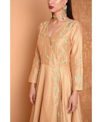 Beige Silk Embroidered Suit Set 6