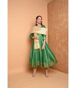 Green Silk Hand Painted Suit Set