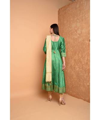 Green Silk Hand Painted Suit Set 2