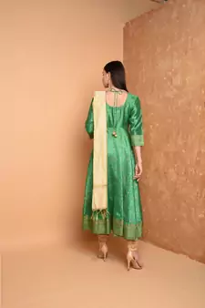 Green Silk Hand Painted Suit Set