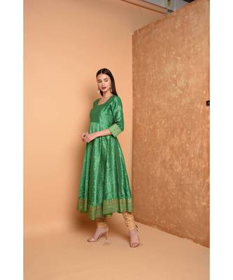 Green Silk Hand Painted Suit Set 3