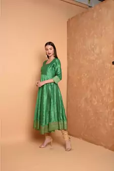 Green Silk Hand Painted Suit Set