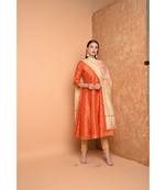 Orange Silk Hand Painted Suit Set