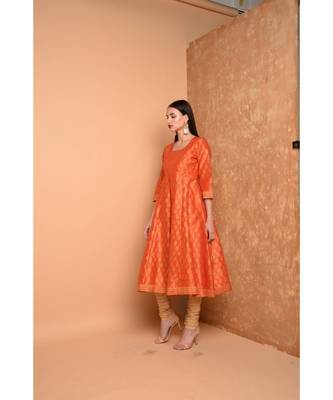 Orange Silk Hand Painted Suit Set 2