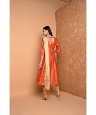 Orange Silk Hand Painted Suit Set 3