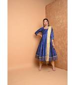 Blue Silk Hand Painted Suit Set