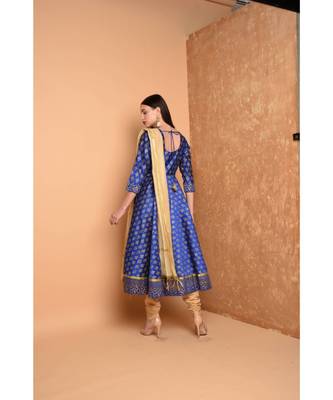 Blue Silk Hand Painted Suit Set 4