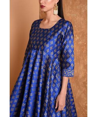 Blue Silk Hand Painted Suit Set 6