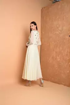 White Silk Embroidered Suit Set