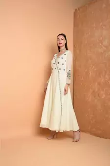 White Silk Embroidered Suit Set