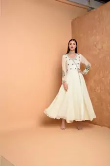 White Silk Embroidered Suit Set
