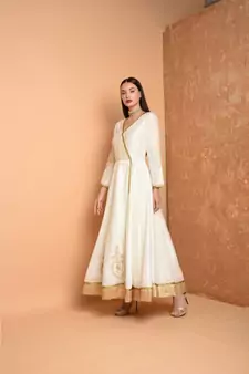 White Silk Embroidered Suit Set