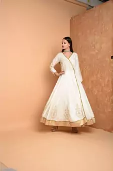 White Silk Embroidered Suit Set