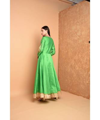 Green Silk Embroidered Suit Set 2