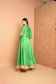 Green Silk Embroidered Suit Set