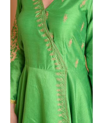 Green Silk Embroidered Suit Set 4