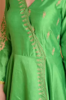 Green Silk Embroidered Suit Set