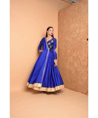 Blue Silk Embroidered Suit Set 1
