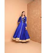 Blue Silk Embroidered Suit Set