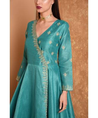 Green Silk Embroidered Suit Set 3