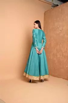 Green Silk Embroidered Suit Set