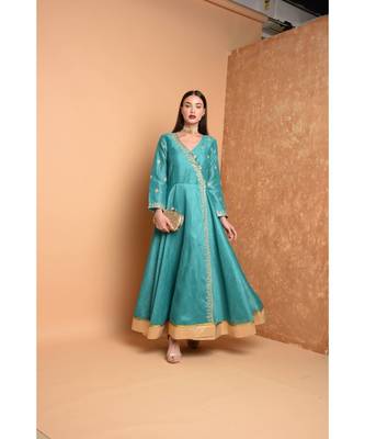 Green Silk Embroidered Suit Set 5