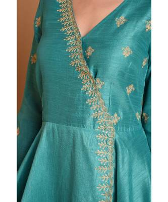 Green Silk Embroidered Suit Set 7