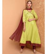 Green Silk Embroidered Suit Set